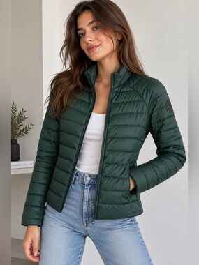 Club Beymen Dark Green Lightweight Quilted Puffer Jacket Size S